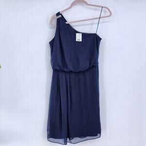 Adrianna Papell Dress Romantic Feminine One Shoulder Chiffon Cocktail Sz 6 NWT